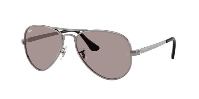 Óculos de sol Ray-Ban RB3925 de formato aviador com armação metálica cinzenta e lentes violeta