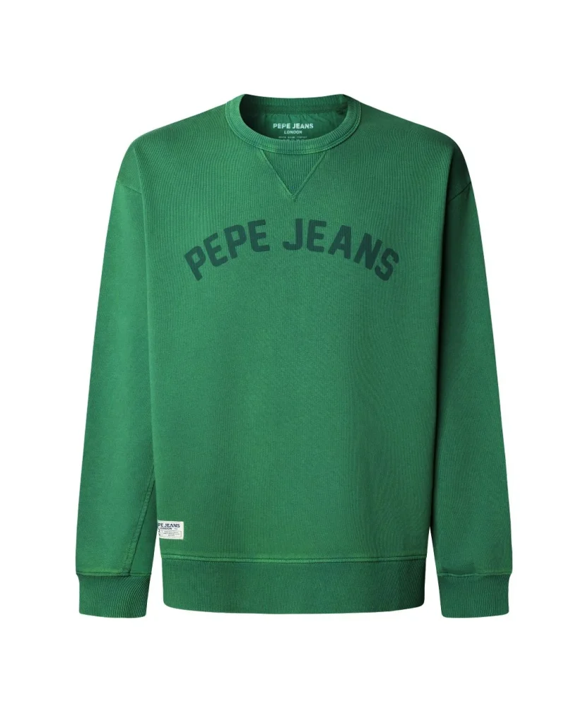Camisola verde Pepe Jeans com logótipo frontal para homem.