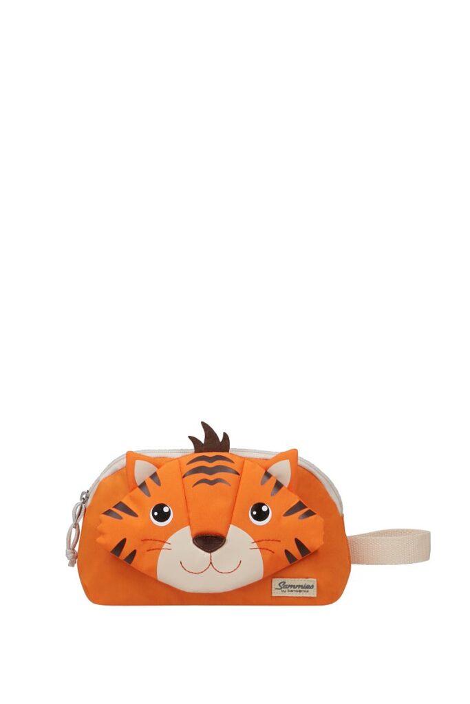 Estojo laranja com rosto de tigre
