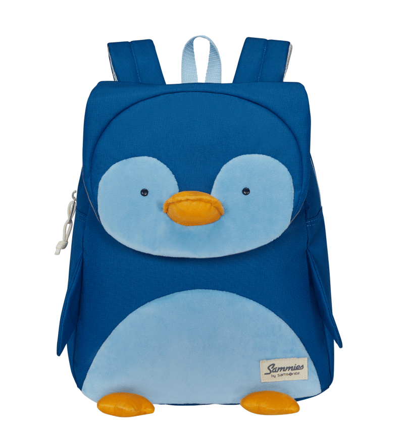 Mochila azul pinguim infantil.