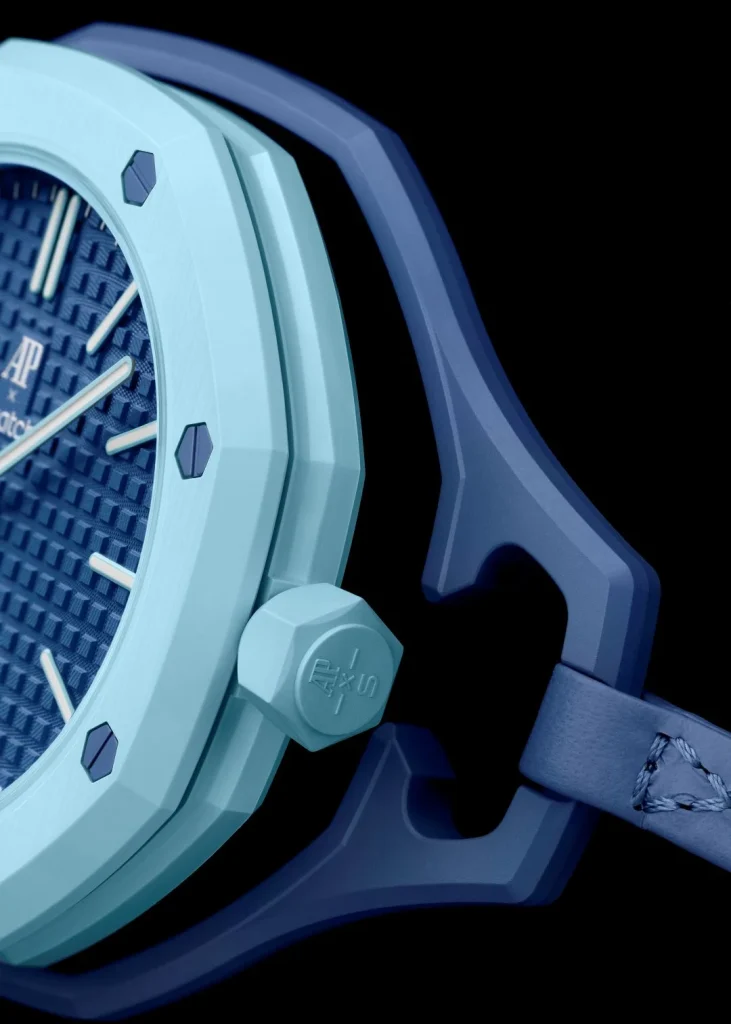 Relógio Audemars Piguet Royal Oak em tons de azul.