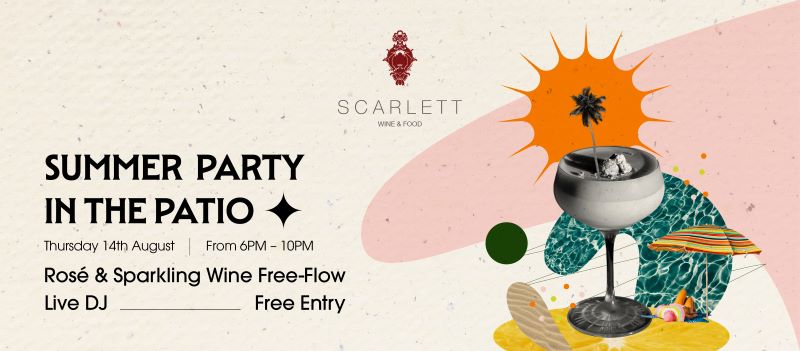 Festa de verão no pátio com DJ e vinho.