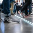 Pessoas a caminhar em espaço público interior