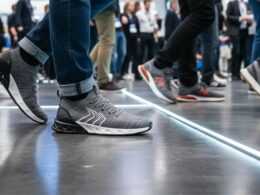 Pessoas a caminhar em espaço público interior