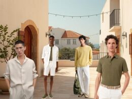 Homens em roupas casuais em zona urbana mediterrânica.
