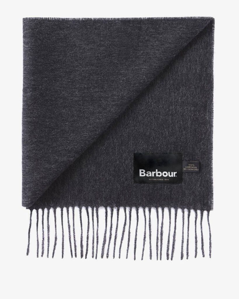Cachecol cinza escuro com etiqueta Barbour