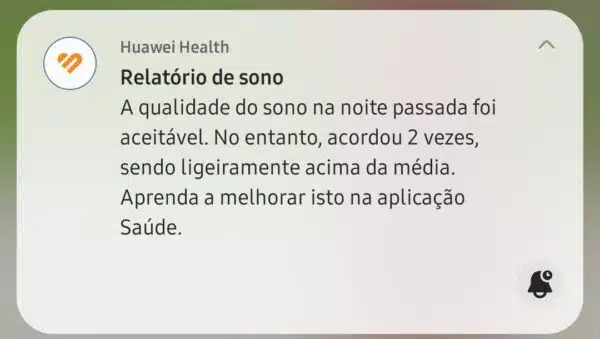 Notificação de Relatório de Sono Huawei Health