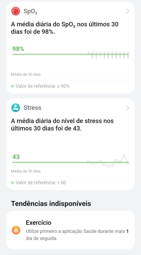Relatórios de Tendências de Saúde do Huawei Health