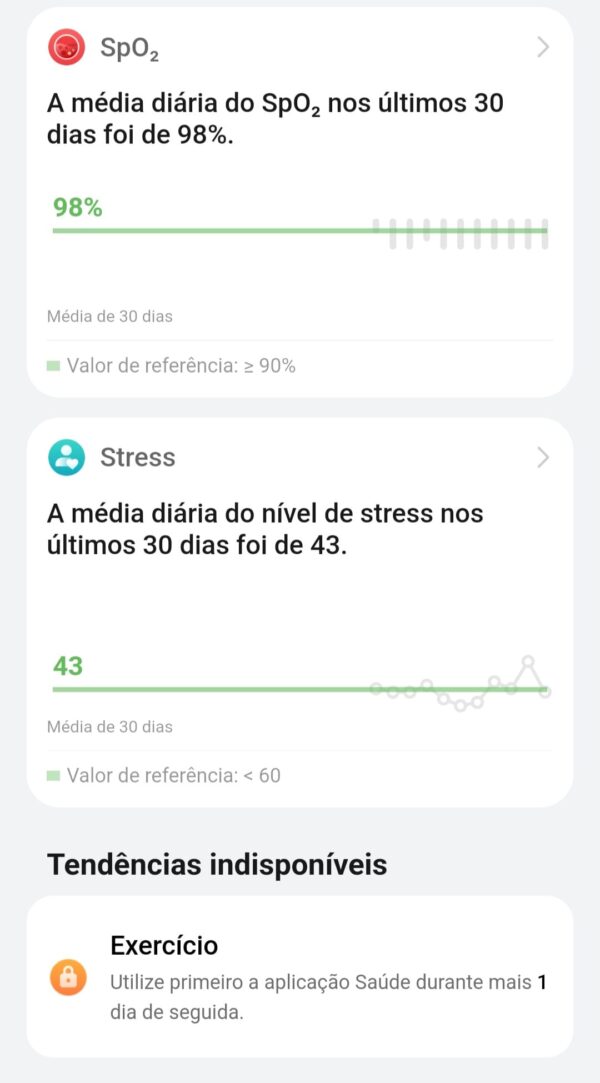 Relatórios de Tendências de Saúde do Huawei Health