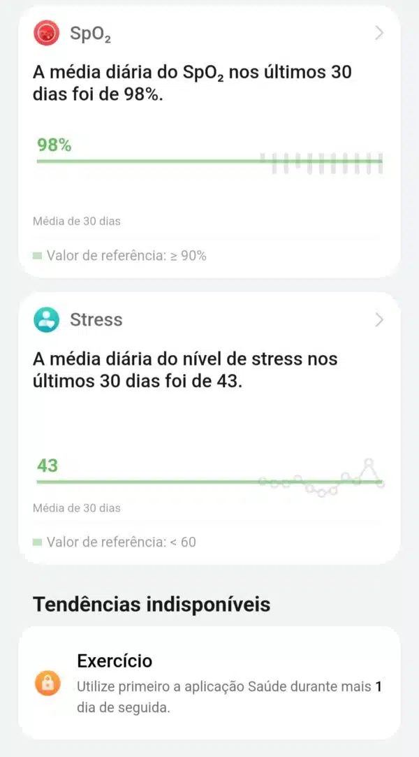 Relatórios de Tendências de Saúde do Huawei Health