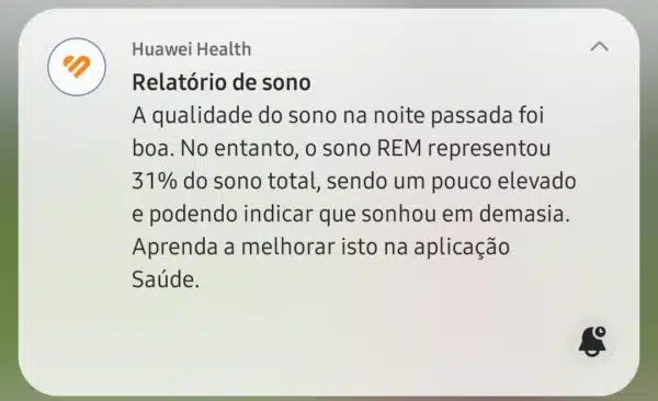 Notificação de Relatório de Sono Huawei Health